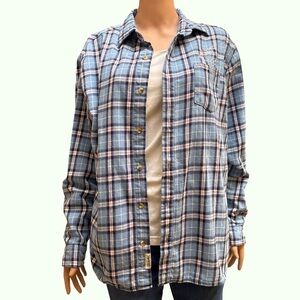 Disney Frozen Olaf Blue Cotton Flannel Button Down Shirt 2X